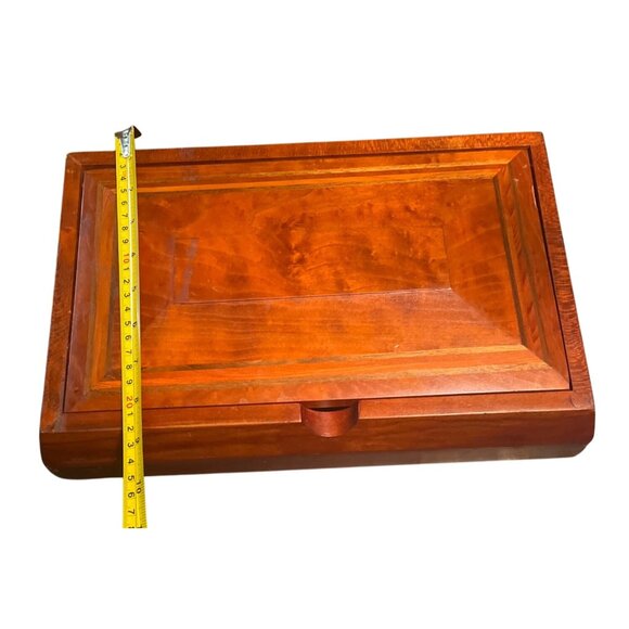Vtg Wooden Inlayed Beveled Lid Storage Box - Picture 8 of 9